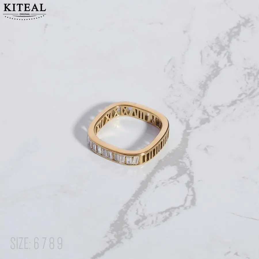 KITEAL resin charms Gold color size 6 7 8 Female Friend wedding rings Hollow Roman numeral ring prices in euros christmas gift