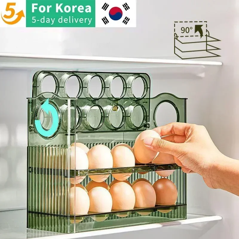 

Kitchen Large Capacity Egg Fridge Storage Box - Portable Multi-Layer Egg Tray Organizer, Convenient Opening/Closing Egg Holder