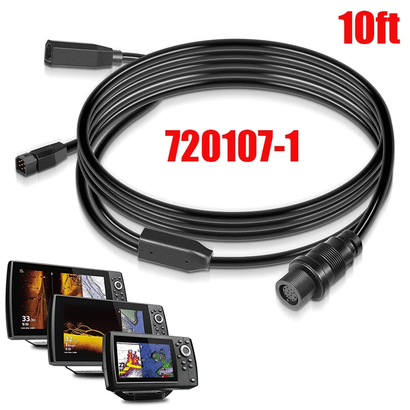 720107-1 Transducer Adapter Cable 10ft, for 9-M360-2-DDI-Y Mega 360 & 2D/MDI 7-Pin Y-Cable, for Helix 8/9/10/12/15 Fish Finders