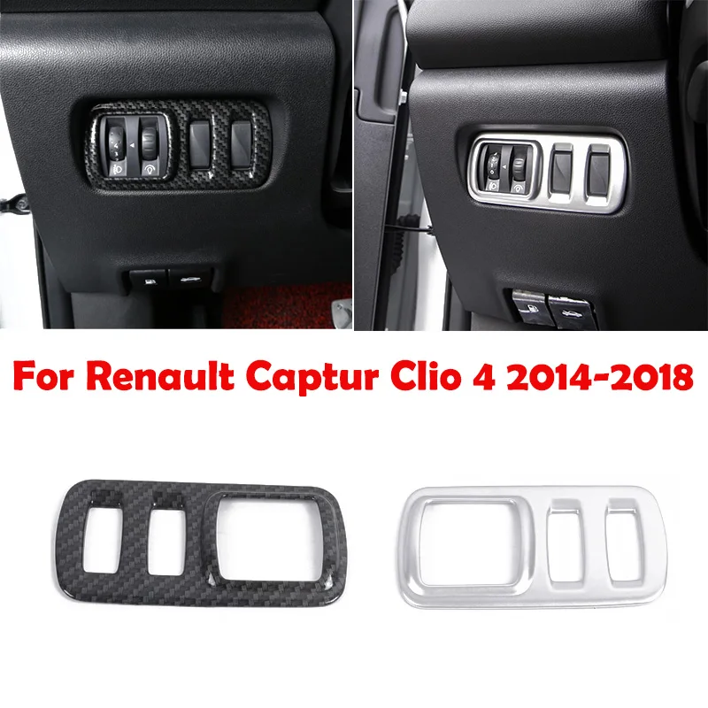 For Renault Captur Clio 4 2014-2018 carbonFiber Car Headlight Adjustment Switch Control Button Cover trim Interior Accessories