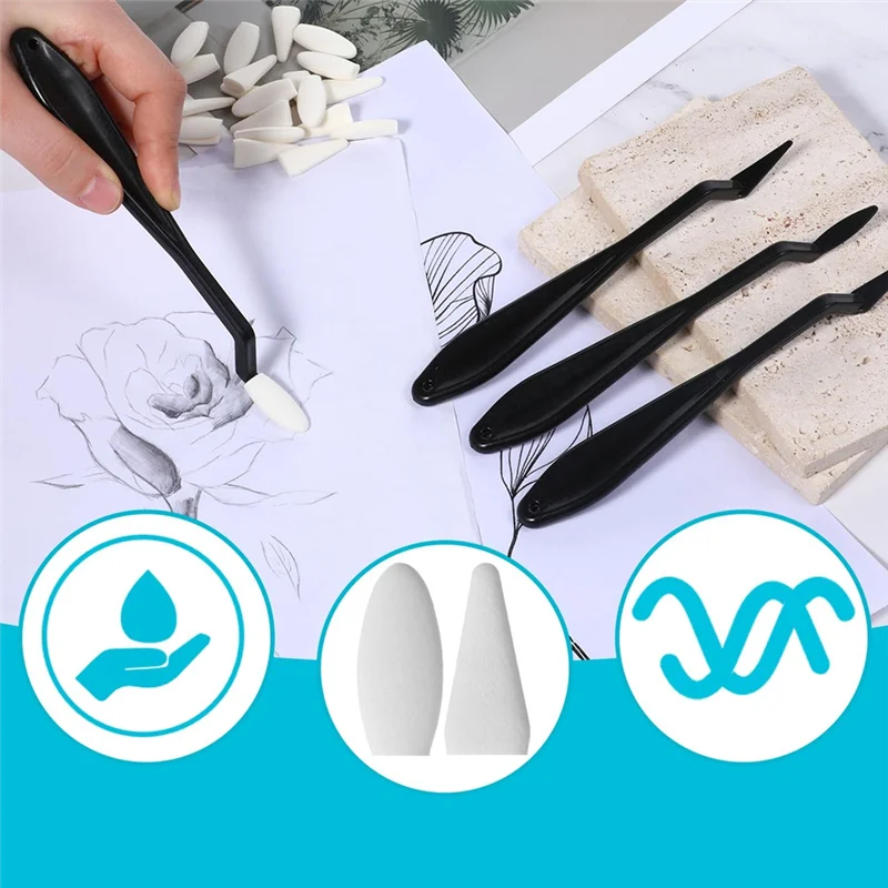ABLK Смешивающие пеньки для рисования, с 40-комп. Сменные губчатые салфетки Художественные инструменты для смешивания для мелирования, тени
