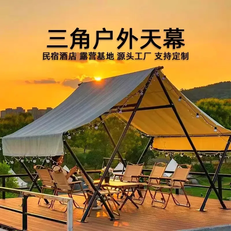 

Super large triangular W canopy commercial tent camp outdoor camping courtyard Internet celebrity homestay scenic awning