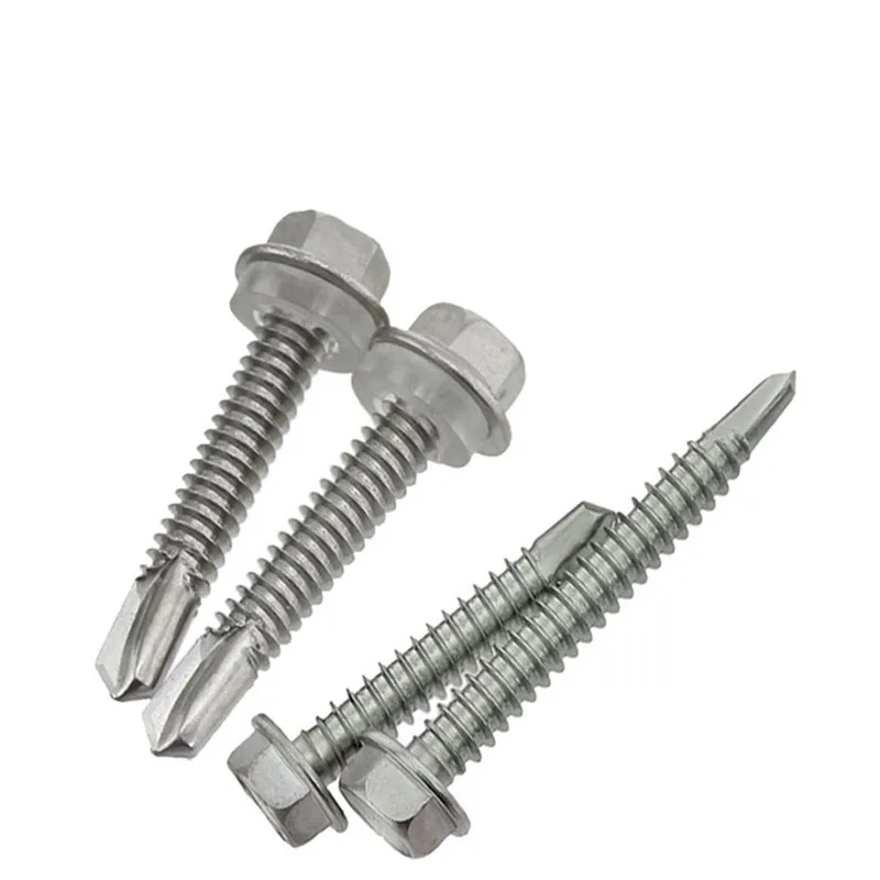 10pcs 410 Stainless Steel Washer Head External Hex Hexagon Self Drilling Tapping Screw M5.5 M6.3