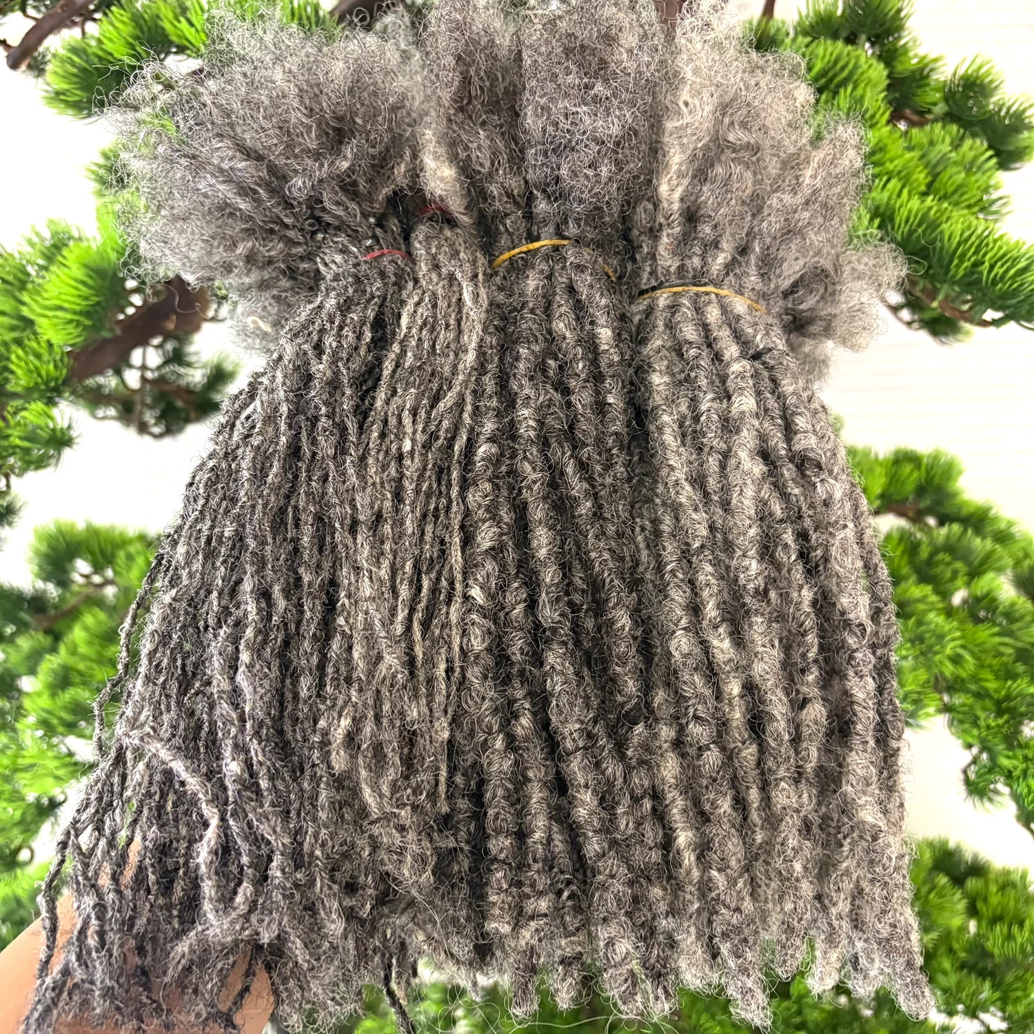 Gray 0.1/0.2/0.6cm 6-10In Human Hair Inter Loc Extensions for Men/Women Full Handmade Permanent Dreadlock Extension Can Be Dyed