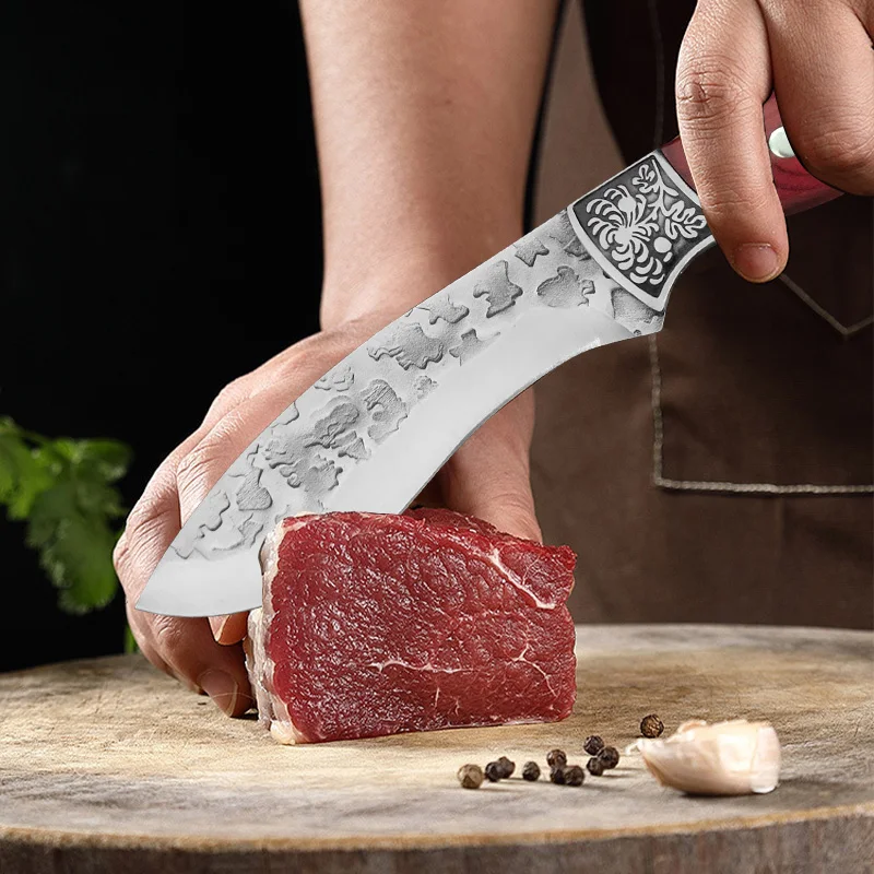 Utility Knife Hand Forged Blade Kitchen Knives Cleaver Meat Fish Fruit Vegetable Chef Slicing Cooking Butcher Boning Knife Tools