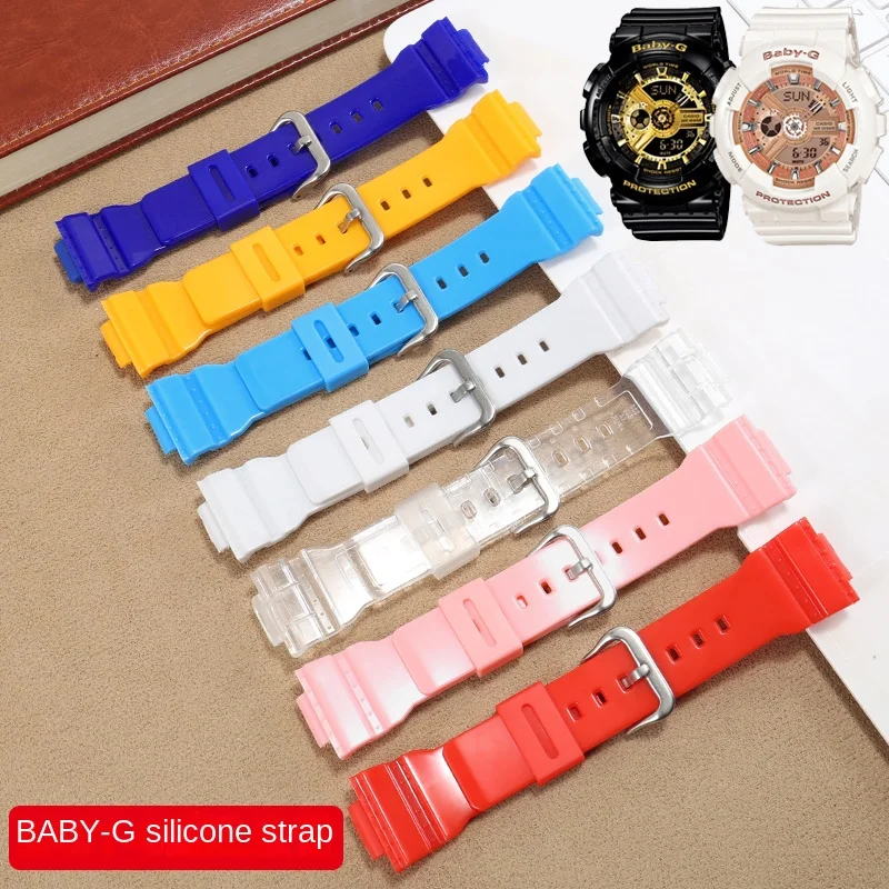 

Silicone Watchband Substitute For BABY-G BA-110/112/100/130 Series Little Witch Convex Interface Rubber Strap 14mm