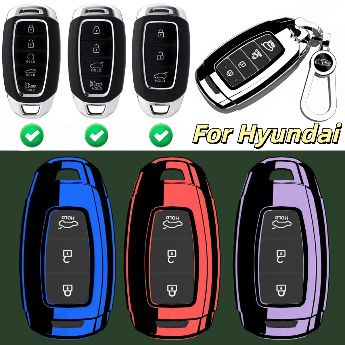 Key fob cover for Hyundai Accent Kona Veloster Elantra GT Santa Fe Palisade 2022 2021 2020 2019 Smart Key Fob