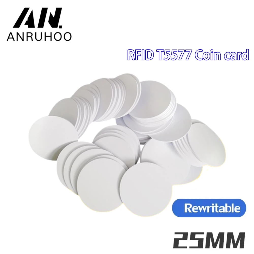 5/10pcs Rfid Smart Chip  25mm Coin Card Id Can Be Copied Tag 125khz Token Clone T5577 Can Be Rewritten Sticker Badge Writing