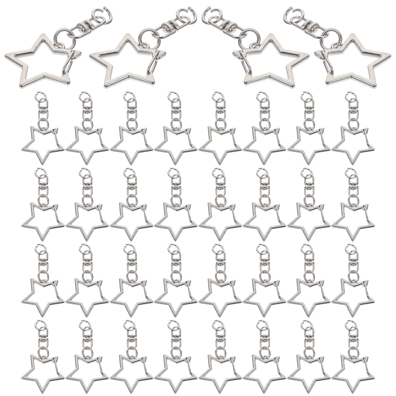 

60 Pcs Pentagram Keychain Alloy Clasps Spring Snap Clip Pendant Hook Hooks Rings DIY Accessories Hairpin