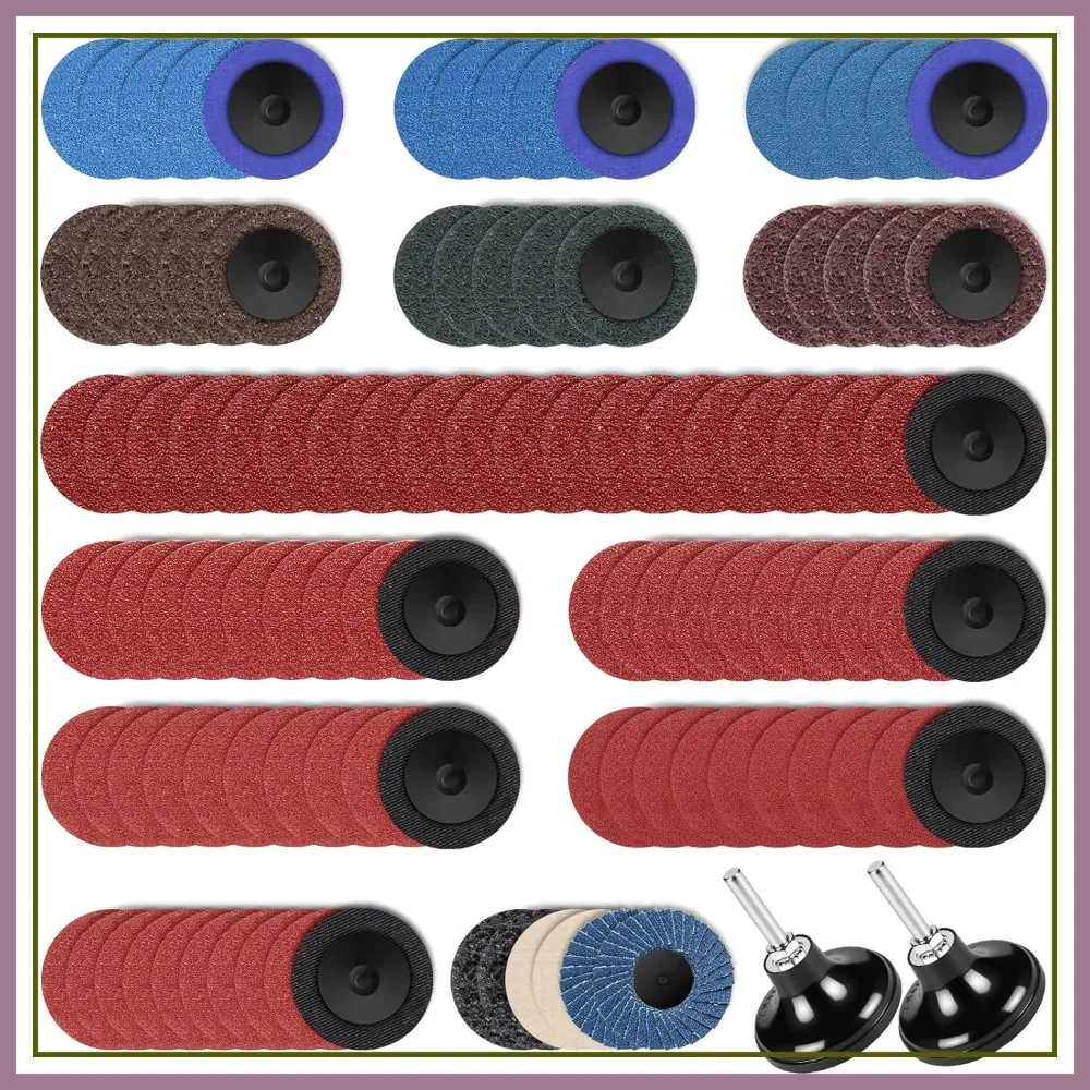 

108Pcs 2 Inch Sanding Discs Set, Quick Change, Die Grinder Accessories for Rust Removal & Polish