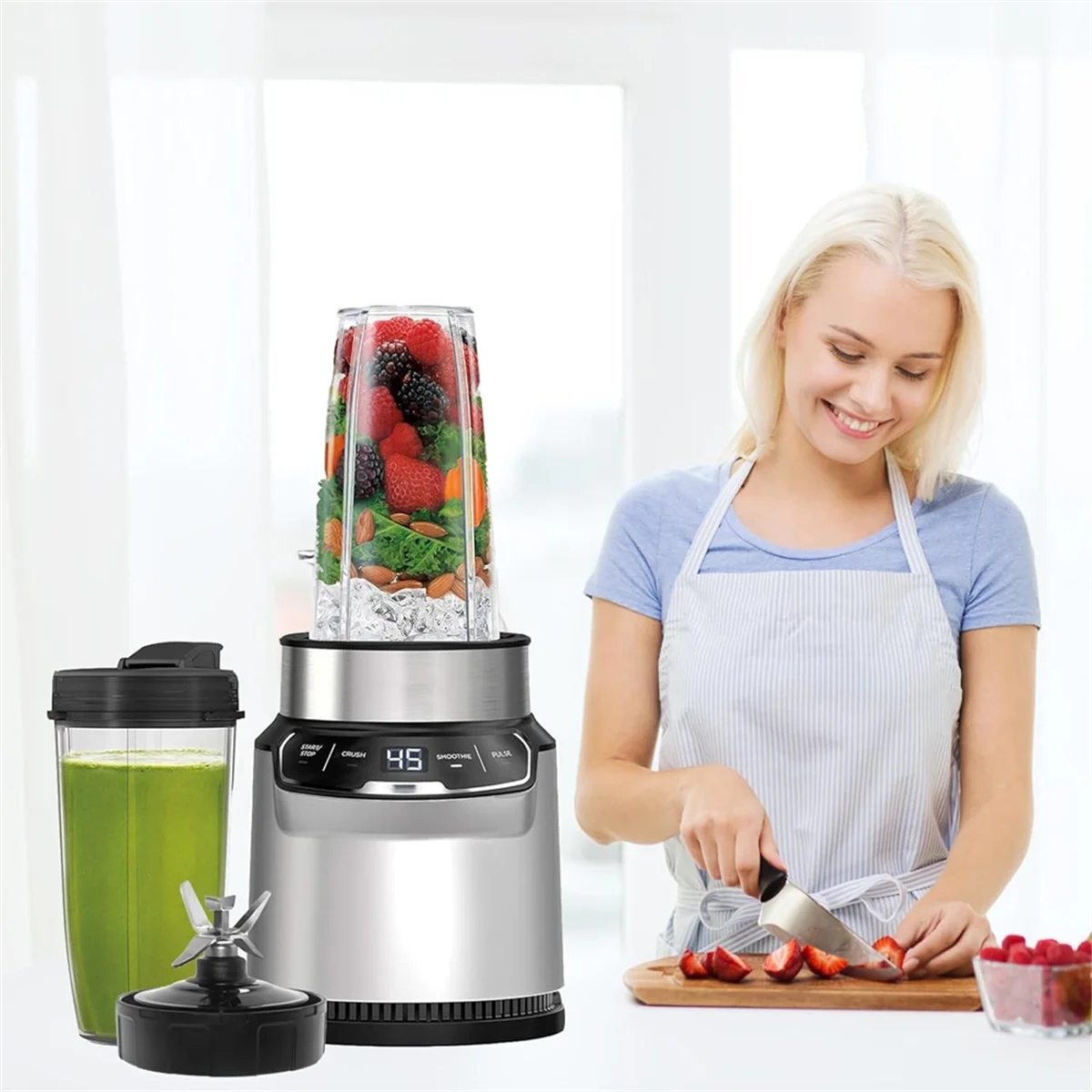ABRG 7 Pisau Blender Sirip untuk Ninja BN401 BN751 BN801 BL450-30 BL480-30, untuk Suku Cadang Pengganti Blender Ninja