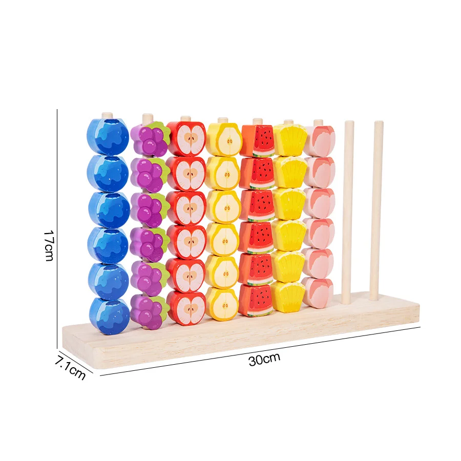 Montessori Wooden Toys Color Shape Matching Puzzle Game Colorful Beaded Color Cognition Early Educational Toys Gift for Children