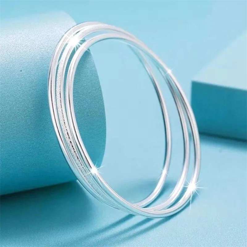 Bracciale da donna con tre anelli in argento sterling S999, design cielo stellato, gioielli alla moda, regalo di compleanno di San Valentino