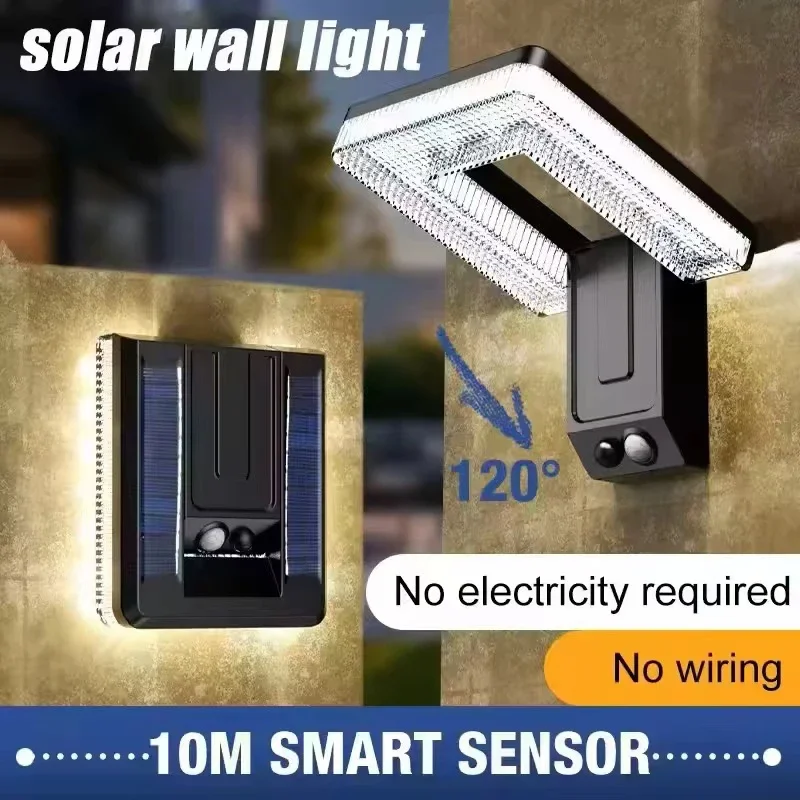 LED dobrável 120 °   Luz solar ao ar livre lâmpada de parede à prova dwaterproof água holofotes lâmpada sensor movimento solar 3 modos luz rua decoração do jardim