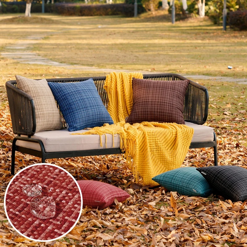 1/2 Stück 45 x 45 cm wasserdichte rosa Kissenbezüge für den Außenbereich, Bauernhaus-wasserabweisende Kissenbezüge für Zelt, Terrasse, Garten, Couch – Detail 4