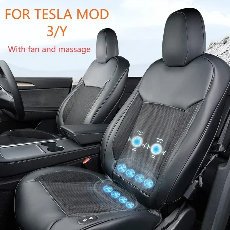 

Tesla Model 3/Y Car Seat Cover - Summer Cool Breathable and Ventilated Cushion with Massage and Fan by Charger