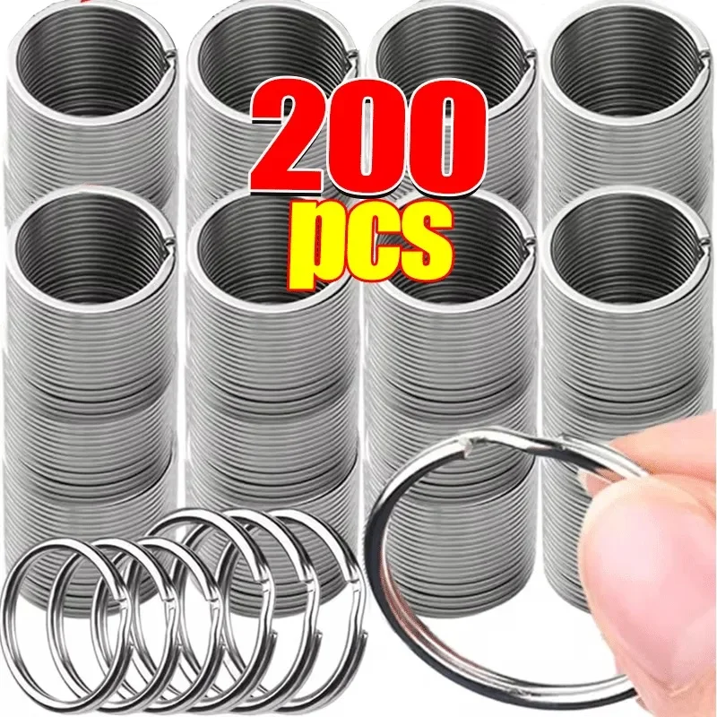 20/200pcs Stainless Steel Key Ring Key Chain 25mm Round Flat Round Split Keychain Polished Metal Blank Circle For DIY Findings