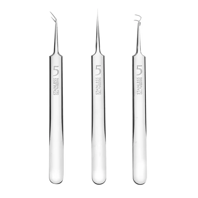 Tedesco ultrafine n. 5 brufoli cellulari pinzette per punti neri salone di bellezza speciale raschiatura e chiusura artefatto strumento per ago per acne