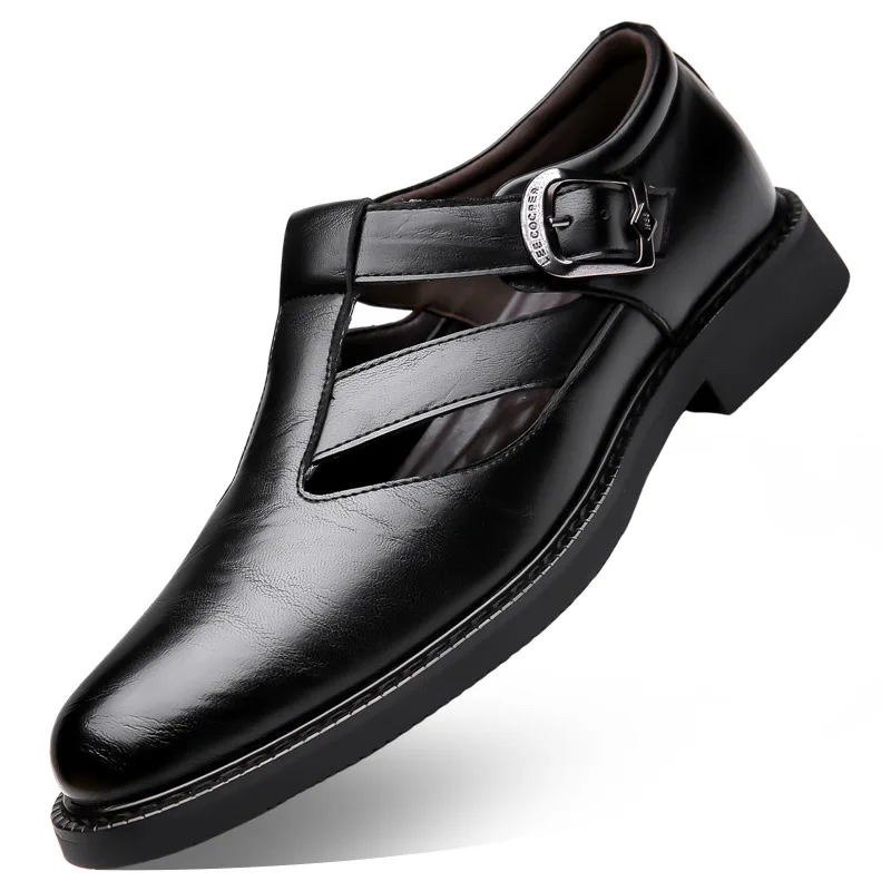 

Новинка 2023 года, римские повседневные сандалии для мужчин, нескользящая верхняя одежда из мягкой кожи, кожаные сандалии, новые летние дизайнерские туфли с пряжкой, мужская обувь