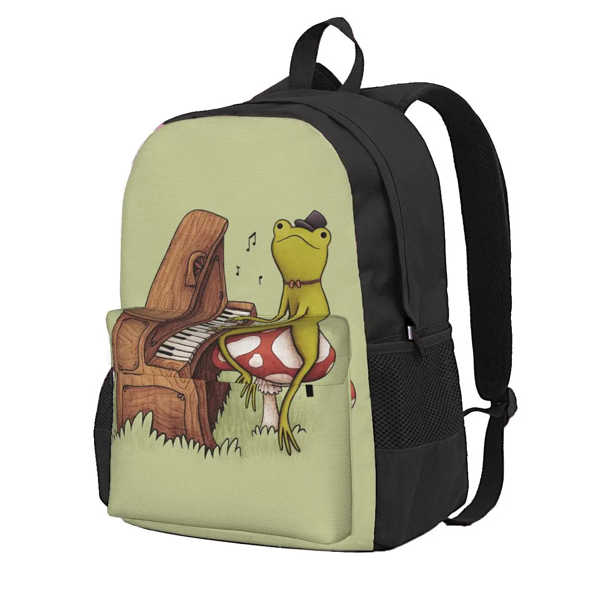 

Frog Playing Piano Student Backpack School Bag Hiking Travel Daypack for Men Women Fashion Bookbag Shoulder Bags