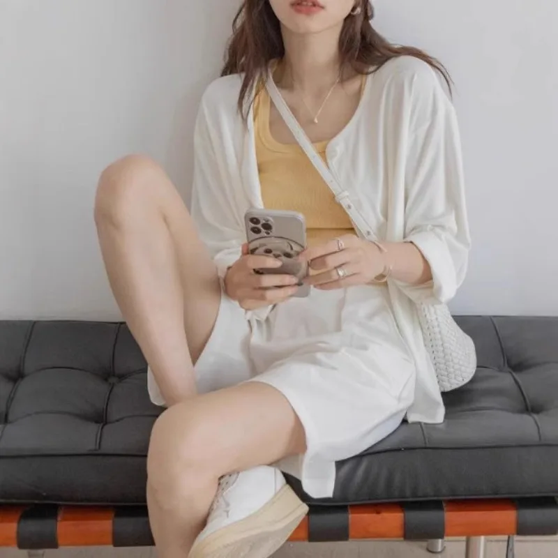 

Женская рубашка-кардиган на пуговицах с длинным рукавом из воздушного хлопка для защиты от солнца, новинка