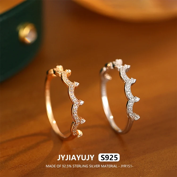 

JYJIAYUJY 100% Whole Original Sterling Silver S925 Non Adjustable Ring In Stock Small Crown Fashion Jewelry Gift Daily JYR151