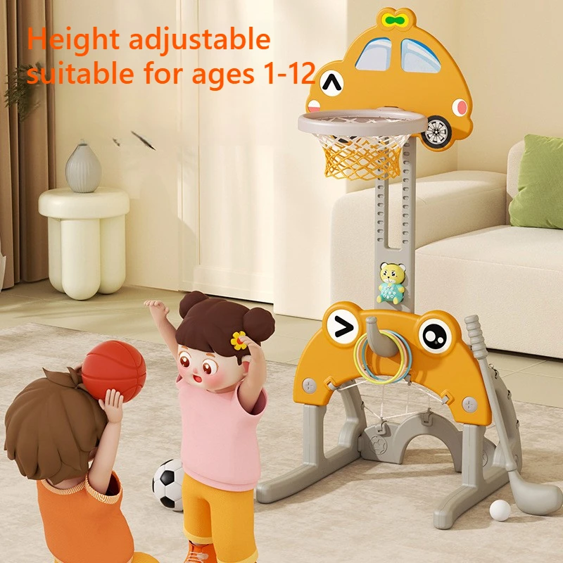 Adjustable Height Kids Basketball Hoop Sports Toy Set with Football Goal Golf Game Ring Toss Story Machine Child Birthday Gift