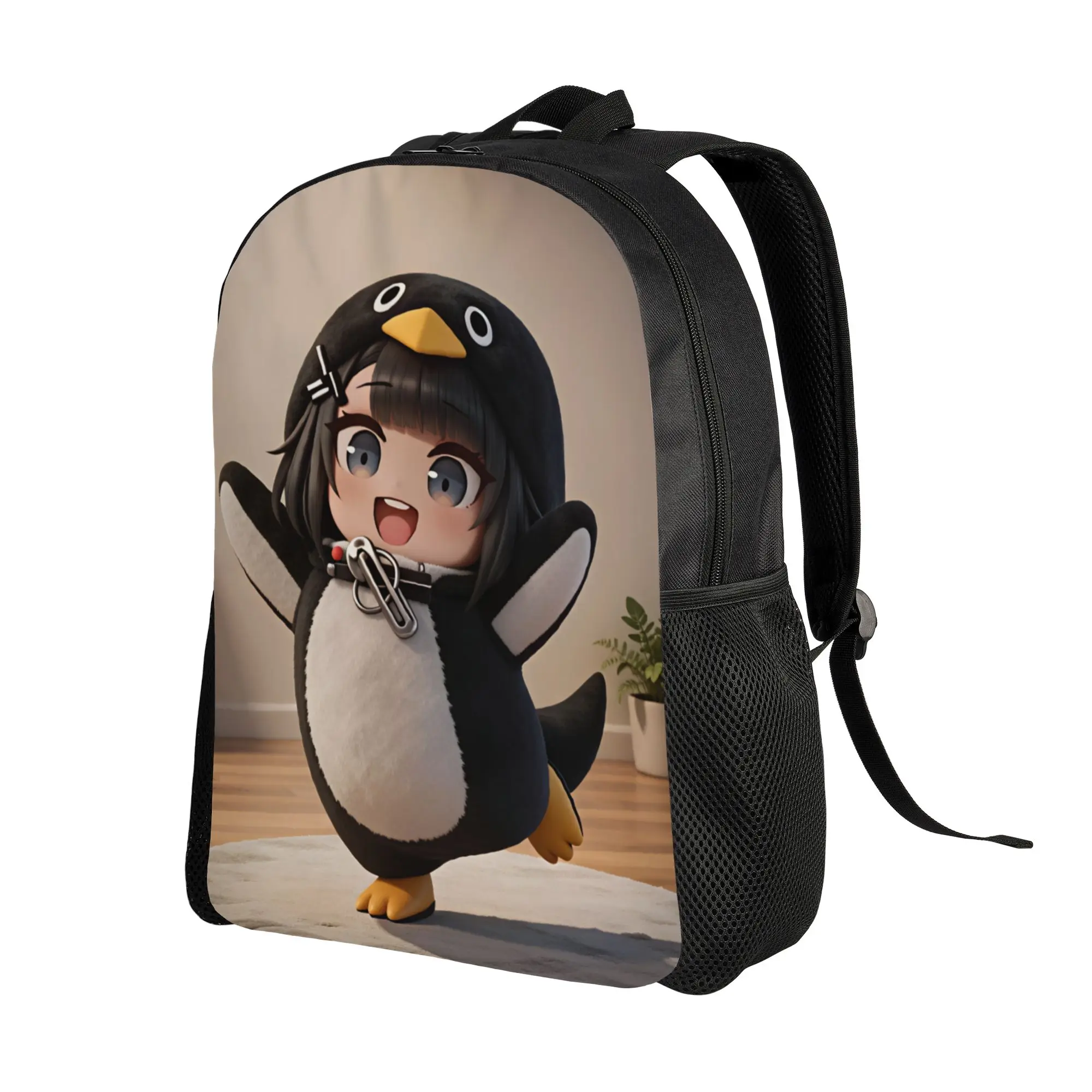 Gugu Gaga Penguin  Backpack  Cycling Backpacks Girl Designer Print High School Bags Pretty Rucksack