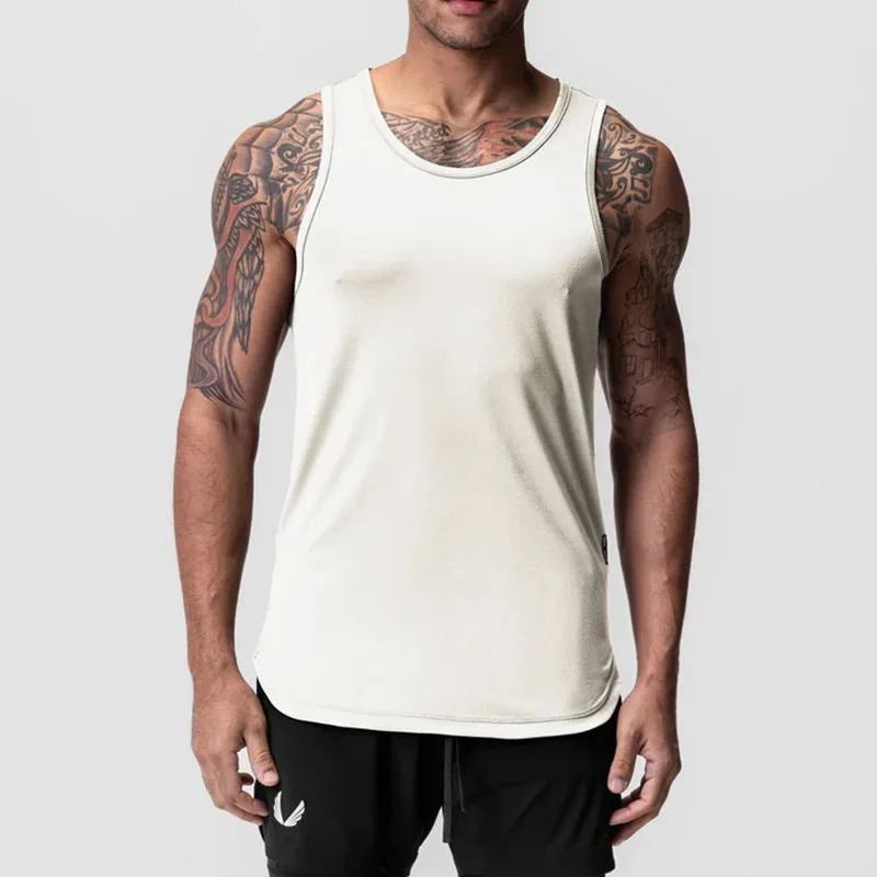 Mens Summer Casual Bodybuilding Sport Undershirt Tank Top Gym Fitness Workouts Quick Dry Sleeveless Shirts Running Vest Clothing