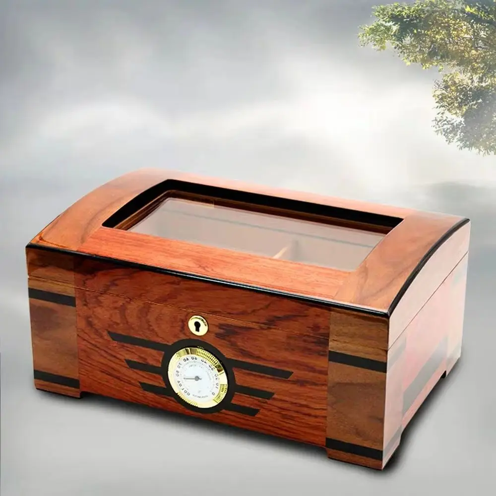 Caja de humidificador de viaje para cigarros de madera de cedro, caja de puros portátil con humidificador, higrómetro, humidificador de cigarros, caja Sigaren para puros