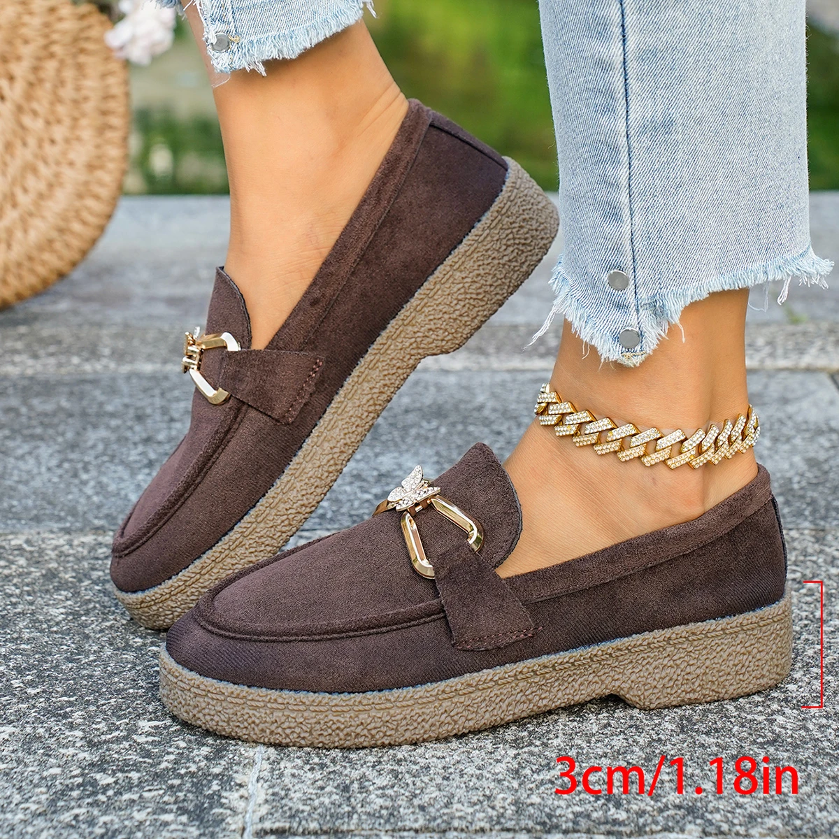 Loafer 2026 Frühling und Herbst Neuer Britischer Stil Slip-On Retro Flache Bequeme Damenschuhe Große Größe 42