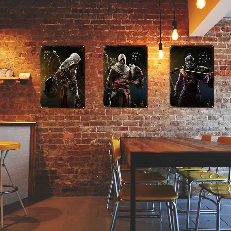 Assassin Warrior Egypt Pharaoh Ancient Mythical Beast Metal Tin Sign Plate for Bar Pub Club Man Cave Game Room Wall Decor