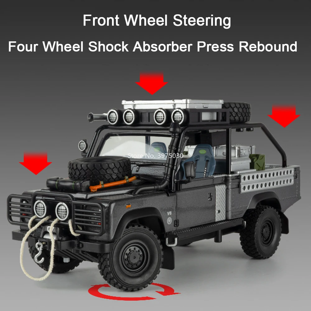 1:24 Land Rover Defender 110 Autos, Spielzeugmodelle, Legierung, Druckguss, Miniatur-Geländerad, Rückziehfahrzeuge für Kinder, Festival-Geschenke