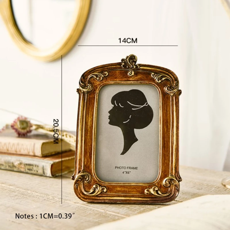 Cadre Photo Vintage en résine Imitation bois, Style cour royale, cadre Photo en relief, ornements de maison