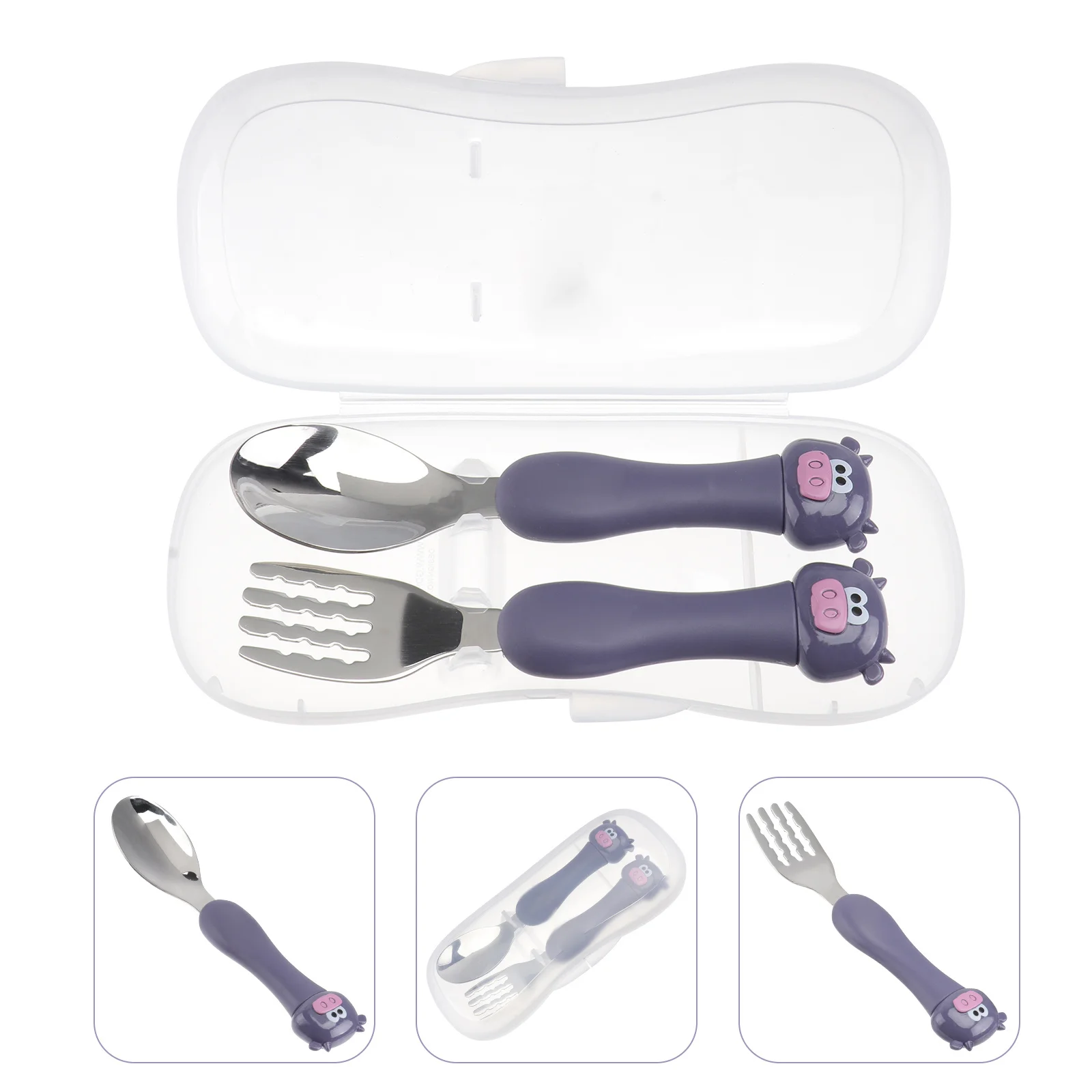 

Durable Stainless Steel Cutlery Set Animal Styled Fork Spoon Safe Tableware Portable Dining Kit