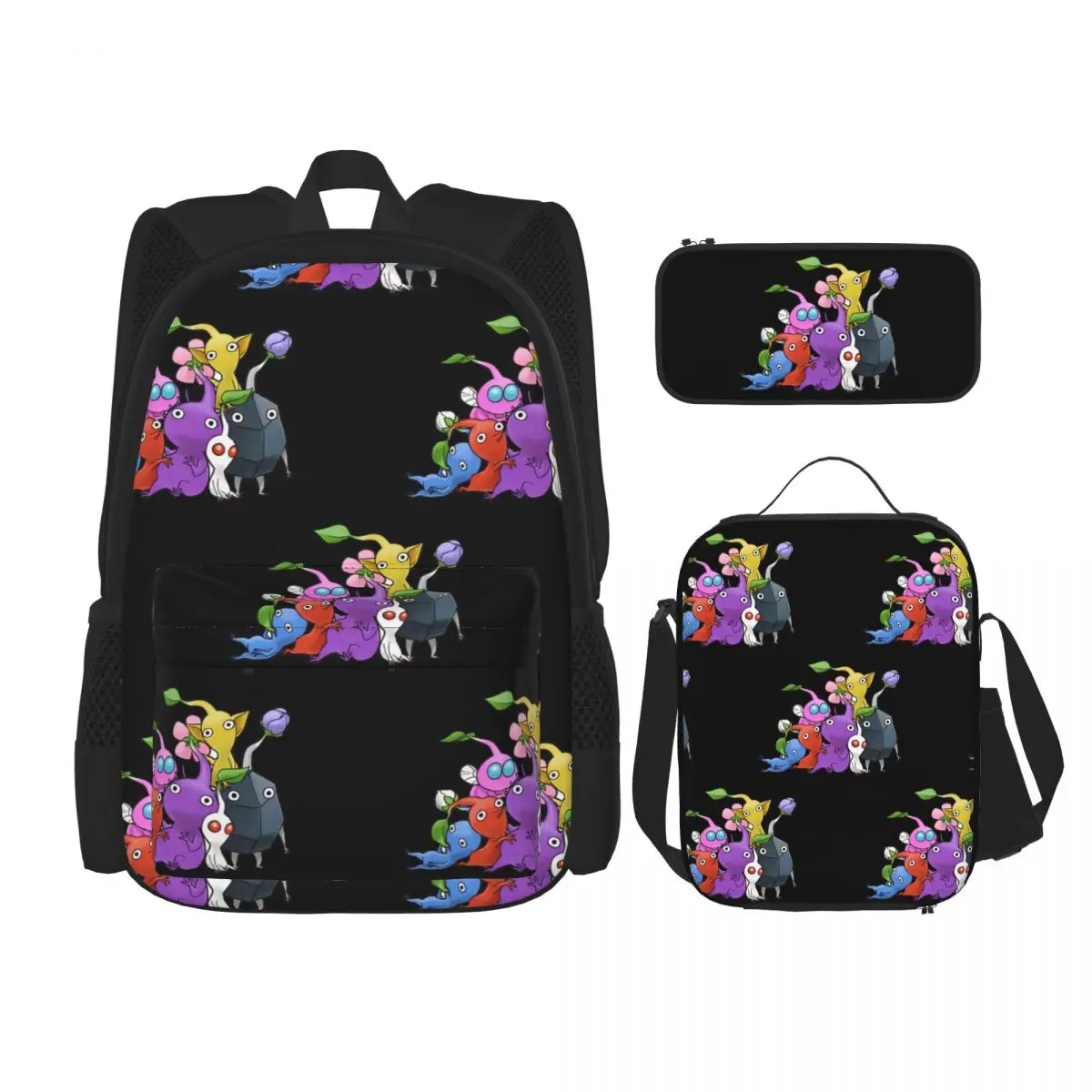 

170 Pikmin Ideas Game Art Backpacks Boys Girls Bookbag Children School Bags Kids Rucksack Lunch Bag Pen Bag Three-Piece Set