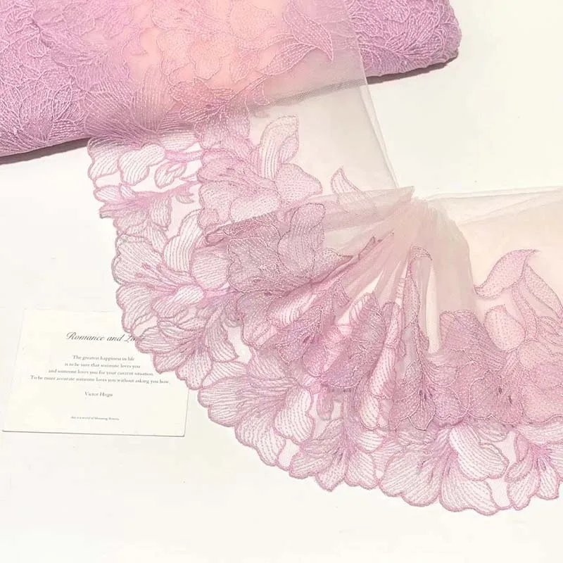 

15Yards Floral Light Pink Two Tones Embroidery Lace Trim Clothing Accessories Dress Sleeve Sewing Lingerie