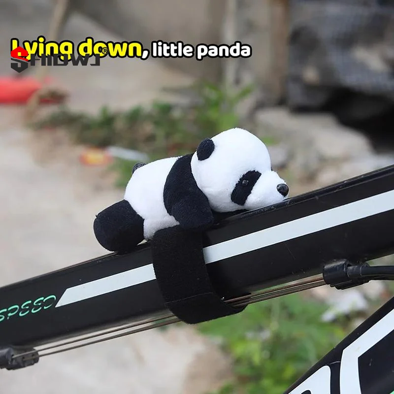 Cute Panda Plush Car Decoration Soft Stuffed Animal Handlebar Ornament For Bike Motorcycle Electric Vehicles Decoration