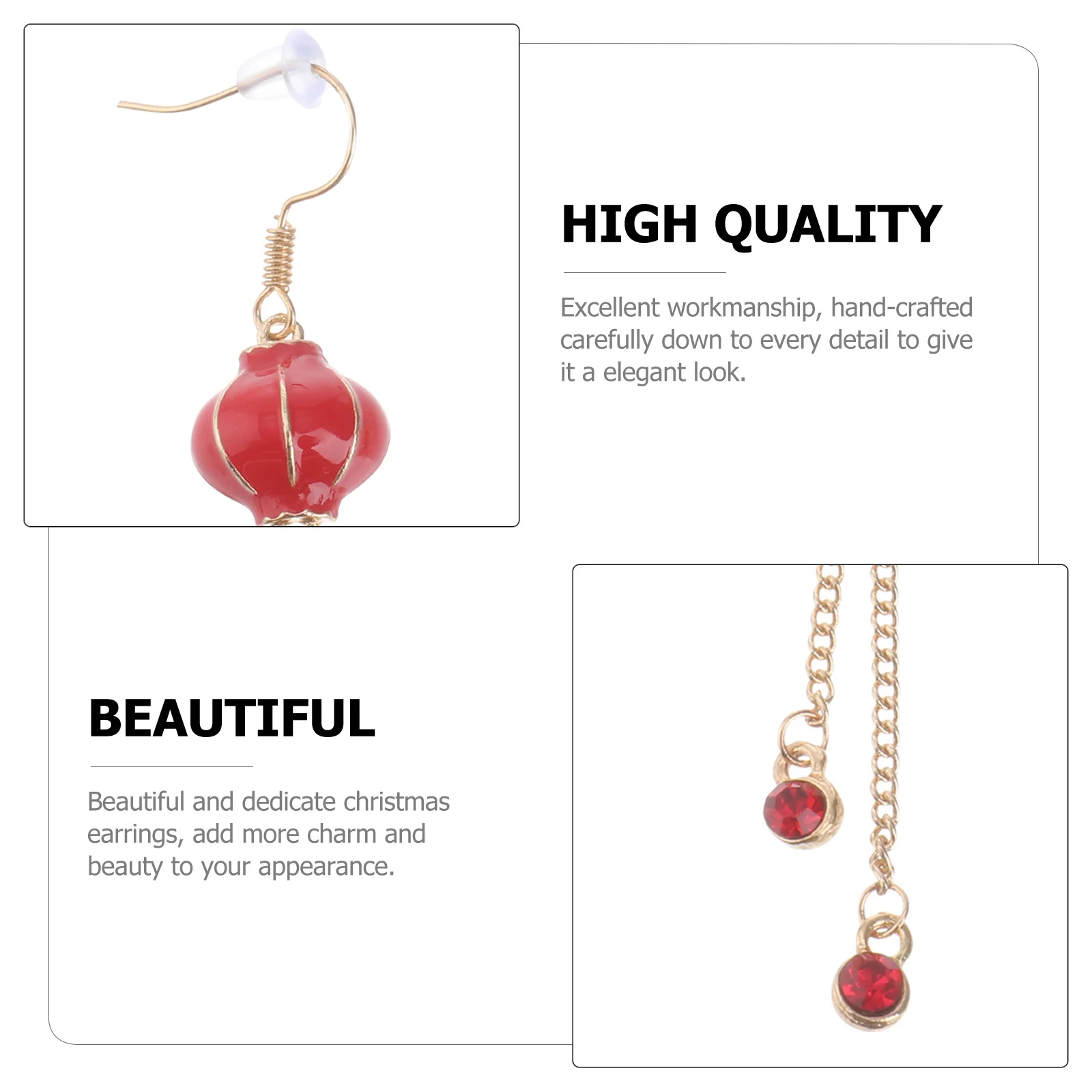 

2Pairs Chinese Style Earrings Red Lantern Dangle Earrings Women Festive Pendant Ear Jewelry New Year Gift Set Women Ear Jewelry