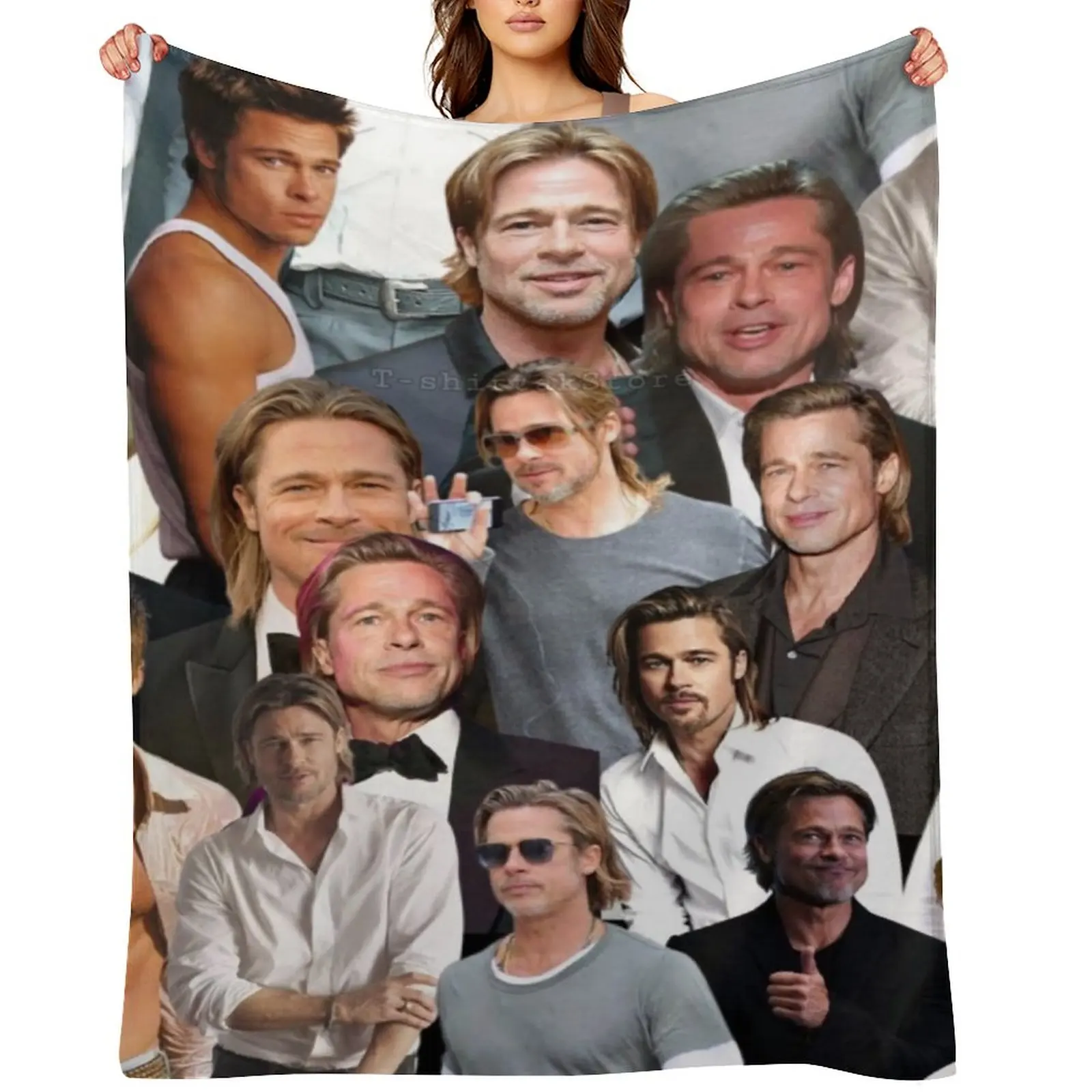 

Brad Pitt Photo Collage Throw Blanket decorative Furrys Large bed plaid Blankets