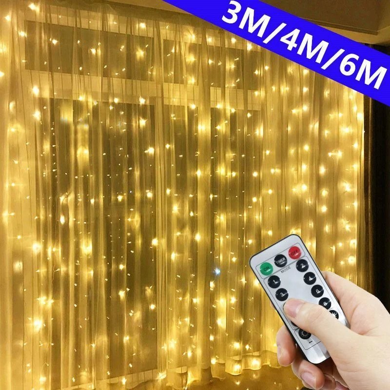 

USB Curtain String Lights 8 Modes Fairy Light Christmas Tree Garland Lights Holiday Home Bedroom Wedding Christmas Decor