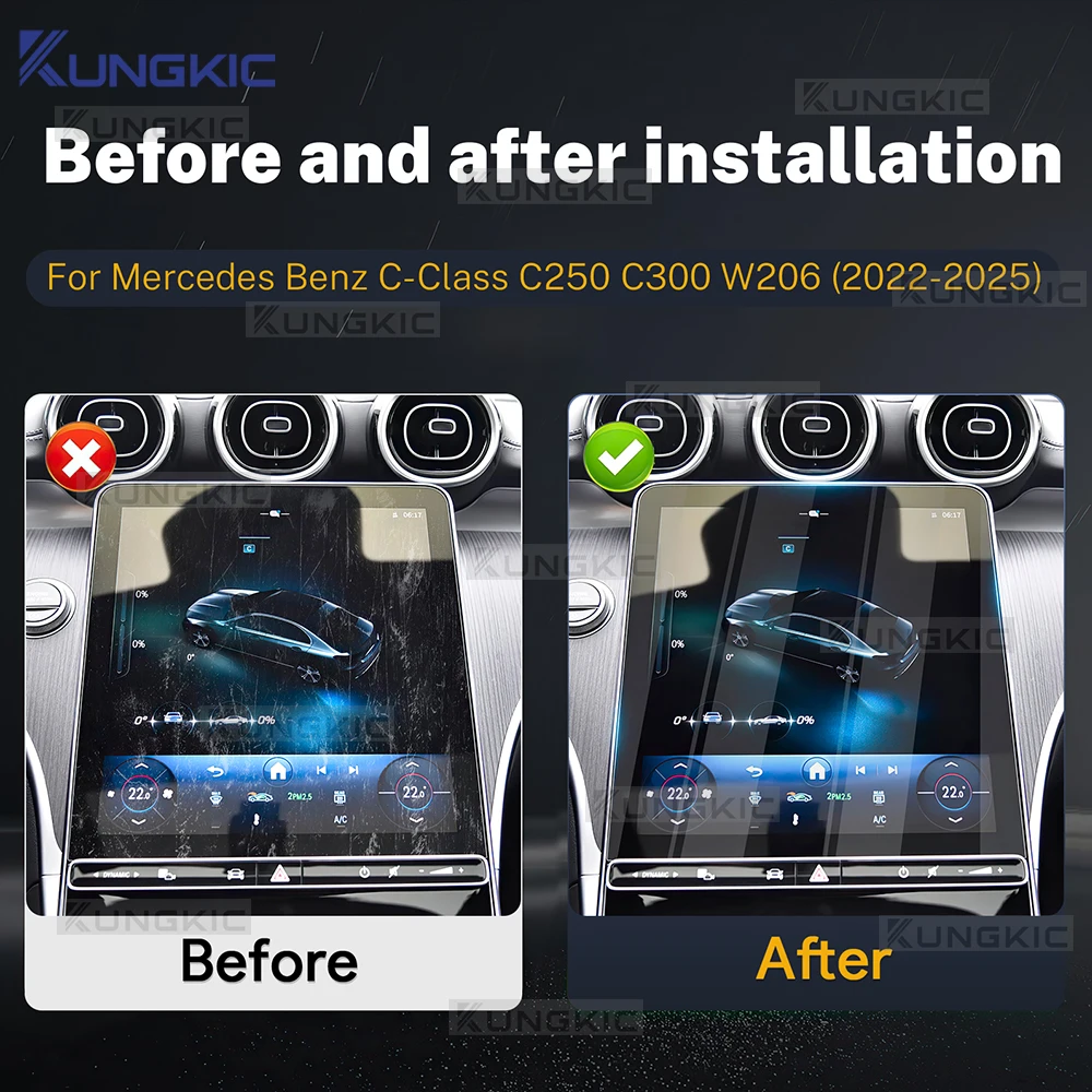 Tempered Glass Screen Protector For Mercedes Benz C Class W206 C200 C250 C300 2022 2023 2024 2025 Dashboard GPS Navigation Film