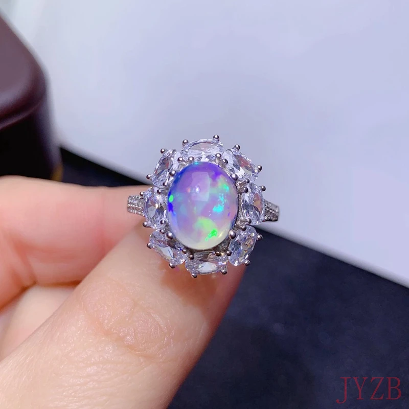 

100% natural Opal Ring Sterling Silver 925 Women's Sparkling Gemstone Anniversary Party classic Boutique jewelry gifts