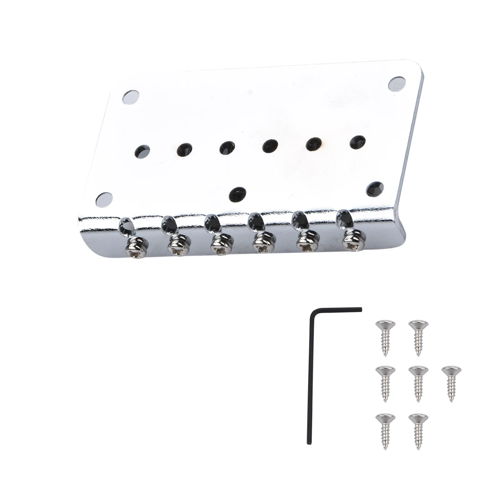 Mostek do gitary elektrycznej, 6-strunowy, chromowany, typu hardtail, 78*43mm, metalowy, stały, akcesoria do gitary elektrycznej.