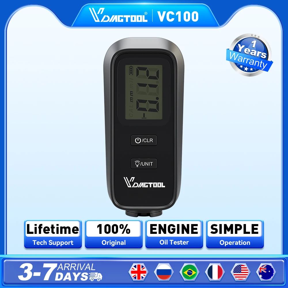 

VDIAGTOOL VC100 цифровой толщиномер покрытия ЖК-дисплей с подсветкой тестер автомобильной краски FE и NFE автоматический измерительный прибор автоматическое отключение питания