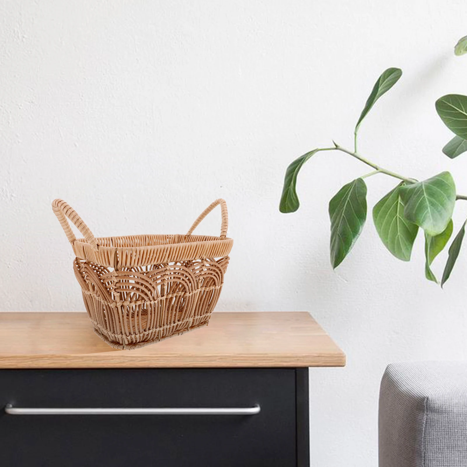 

Handwoven Bamboo Storage Basket European Vintage Style For Entryway Umbrella Keys Reusable Grocery Picnic Serving Wicker