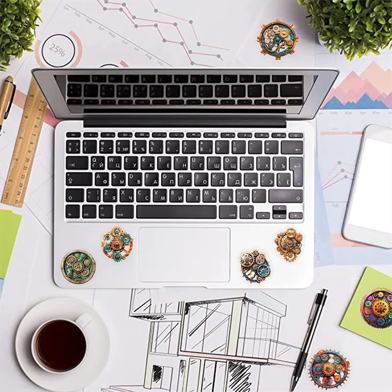 50PCS Colored Time-Space Gear PET Sticker Aesthetic Transparent DIY Phone Laptop Luggage Skateboard Graffiti Decals