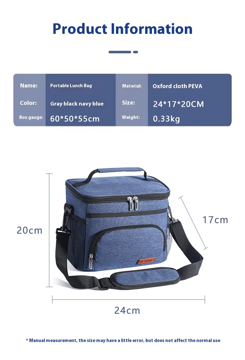 Reusable Lunch Bag for Women/Men  Office Picnic Hiking Beach Leakproof Cooler Tote Bag Organizer with Adjustable Shoulder Strap