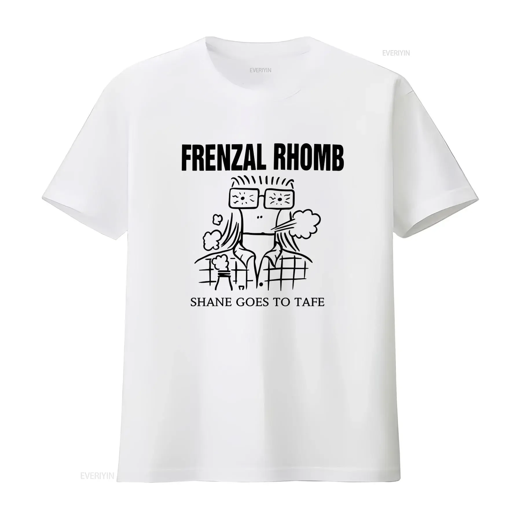 Frenzal Rhomb Shane Goes To Tafe Print T Shirt Size 2XL vintage Washed Top For Everyday Wear fashion Slightly graphic Unisex