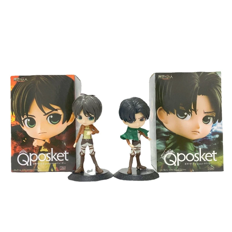 Figura de Anime de 14 cm de Ataque a los Titanes, Chibi GK Eren Yeager Levi Ackerman, Versión Q, Muñeco con Cabeza Grande, Modelo de Juguete, Decoración de Escritorio, Regalo